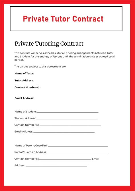 Free Printable Tutoring Contracts